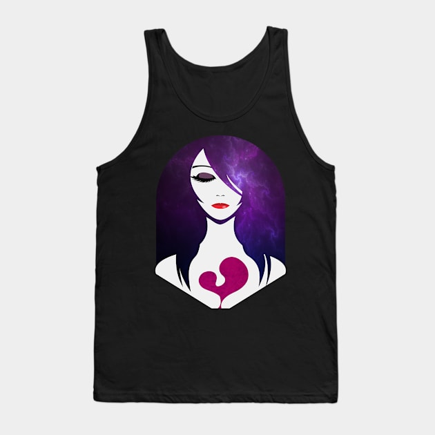 Heart of the Night Woman Fantasy Illustration Tank Top by designsenpai